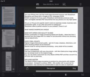 SharpScan: Recognize 50+ languages (OCR) on iPad